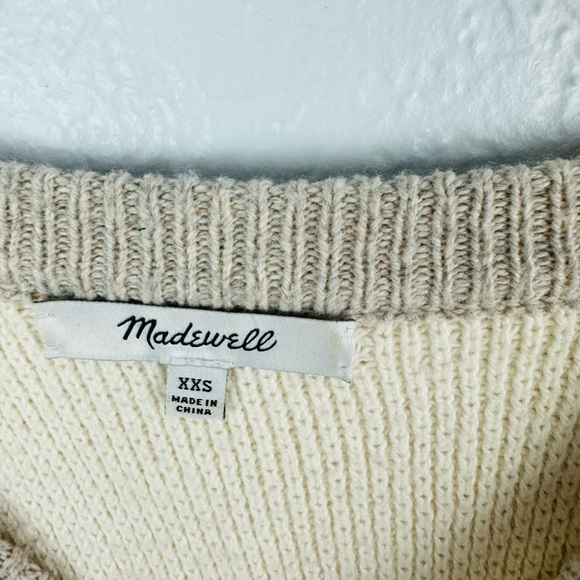 Madewell Province Cross Back Pullover Waffle Knit raglan Sweater in Colorblock - Picture 3 of 7
